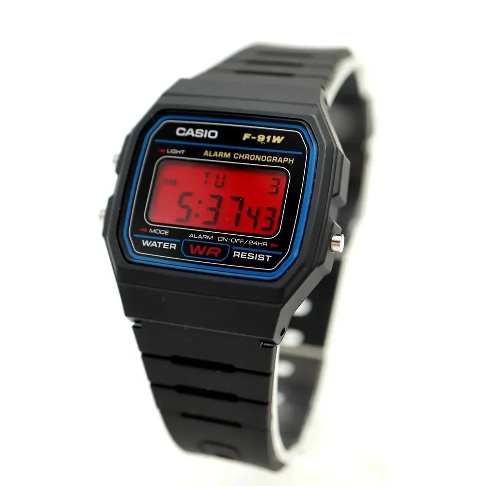 Casio F-91W Custom Mod UPGRADED BACKLIGHT Color Screen Red Crimson Digital Watch